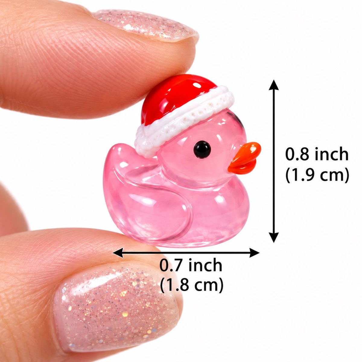 Set of 8, Glow-in-the-Dark Christmas Santa Hat Themed Mini Resin Ducks, Magnetic or Non-Magnetic, Optional Personalized Duck Hiding Tags