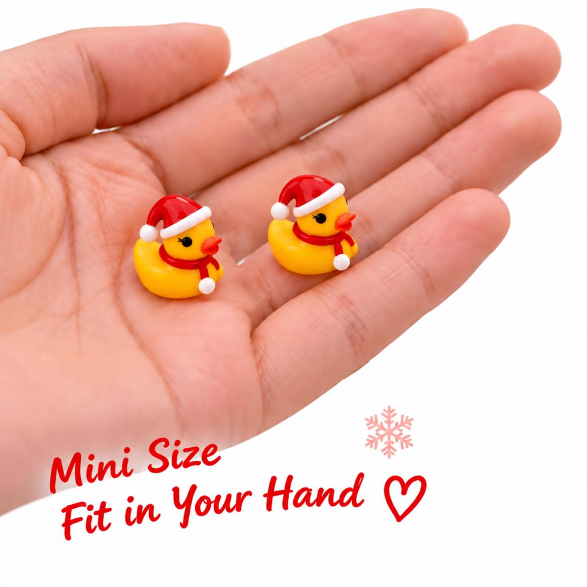 Set of 6, Santa Scarf & Hat Christmas Themed Mini Resin Ducks, Magnetic or Non-Magnetic, Optional Personalized Duck Hiding Tags