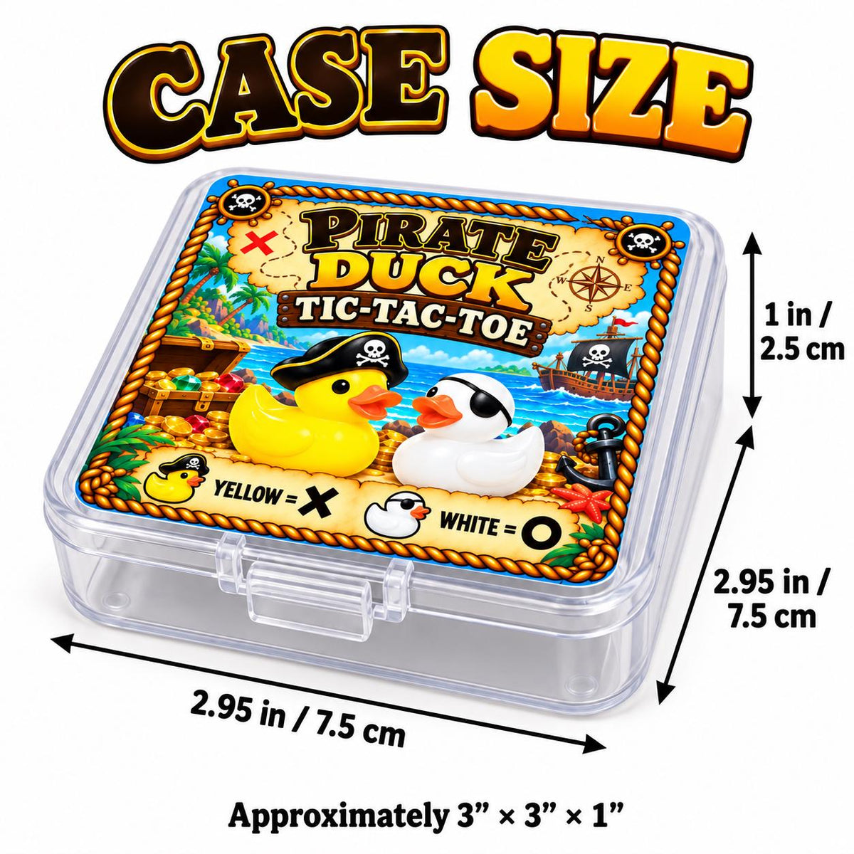 Pirate Duck Tic-Tac-Toe Set with Clear Storage Case, 8 Mini Resin Ducks, Mini Travel Game, Cruise Duck, Duck Lover Gift