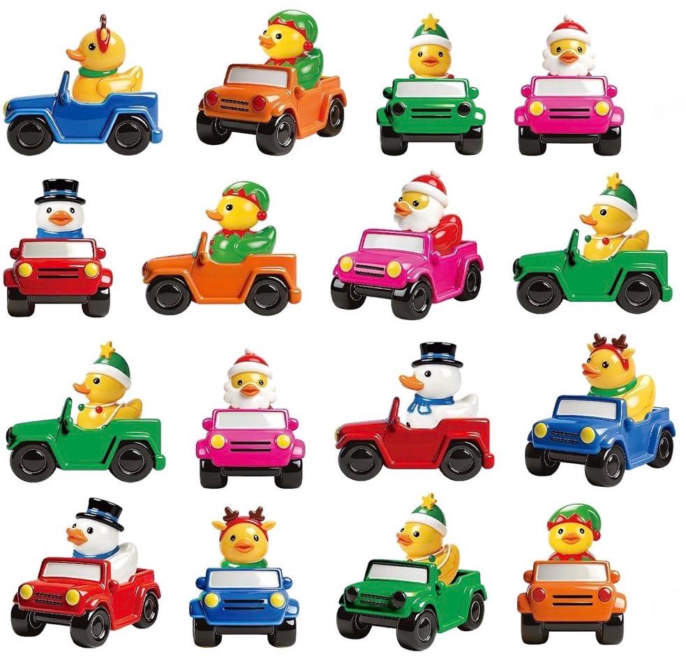 Set of 6, Christmas Car/jeep Themed MINi Resin Ducks, Magnetic or Non-Magnetic, Optional Personalized Duck Hiding Tags
