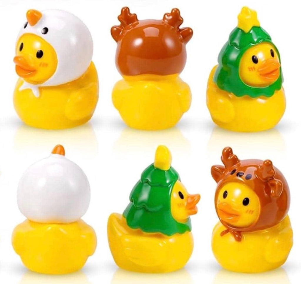 Set of 6, Christmas Mix (Set #4) Themed Mini Resin Ducks, Magnetic or Non-Magnetic, Optional Personalized Duck Hiding Tags