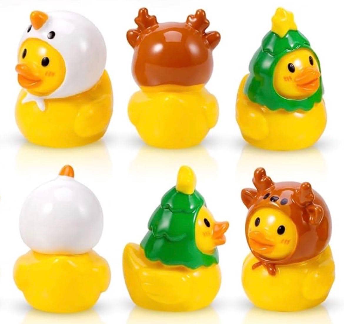 Set of 6, Christmas Mix (Set #4) Themed Mini Resin Ducks, Magnetic or Non-Magnetic, Optional Personalized Duck Hiding Tags