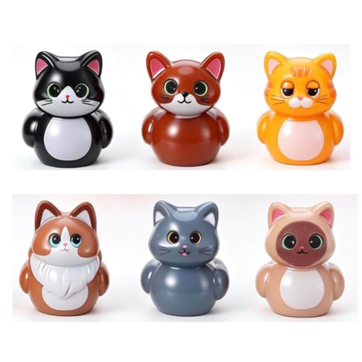 Set of 6, Cat Kitten Themed Mini Resin Ducks, Magnetic or Non-Magnetic, Optional Personalized Duck Hiding Tags