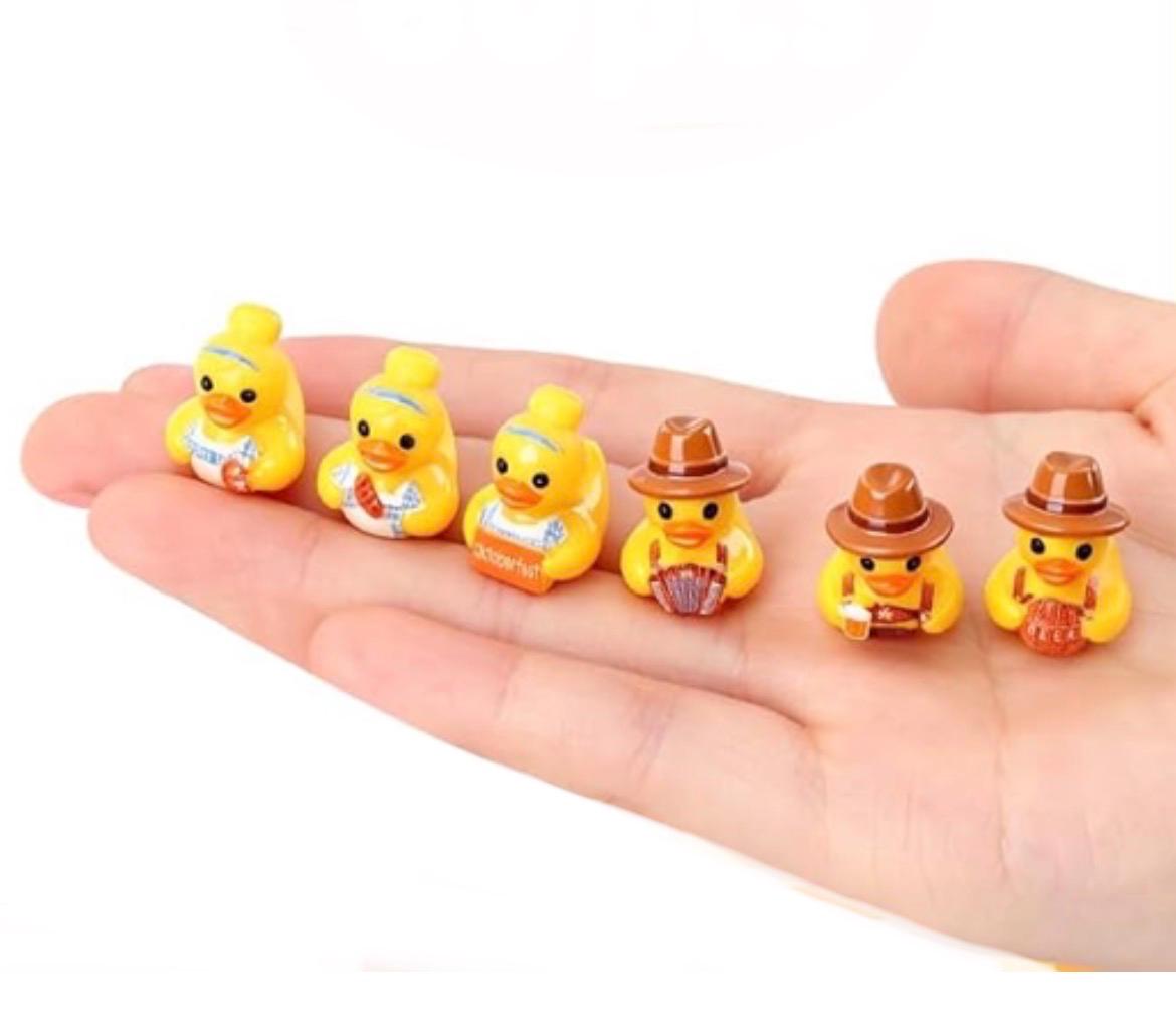Set of 6, Octoberfeste (Set #2) Themed Mini Resin Ducks, Magnetic or Non-Magnetic, Optional Personalized Duck Hiding Tags