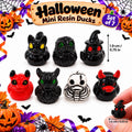 Set of 7, Spooky Halloween (Set 3) Themed Mini Resin Ducks, Magnetic or Non-Magnetic, Optional Personalized Duck Hiding Tags