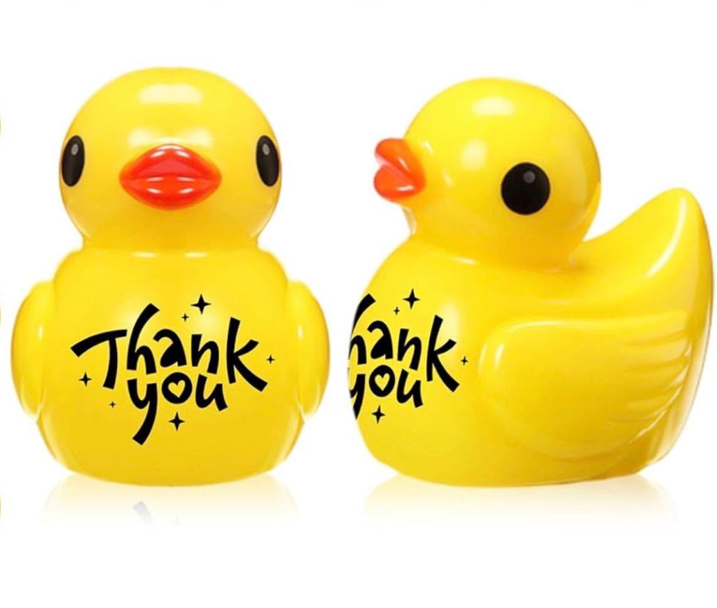 Set of 5, “Thank You” Themed Mini Resin Ducks, Magnetic or Non-Magnetic, Optional Personalized Duck Hiding Tags